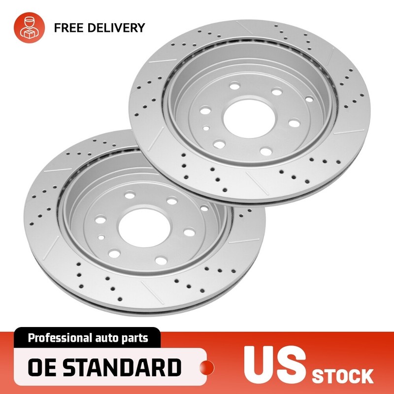 Rear Drilled Brake Rotors Set for GMC Acadia 2007-2011 2012 2013 2014 2015 2016