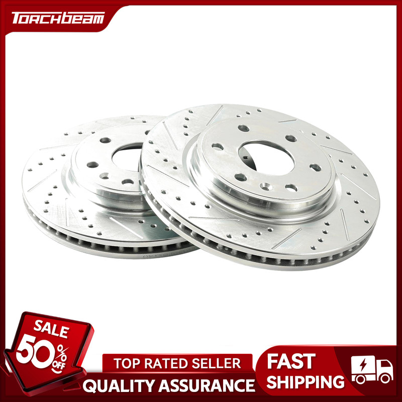 Front Drilled Slotted Brake Rotors For Chevrolet Traverse GMC Acadia Set of 2