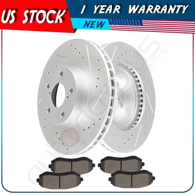 Brake Discs Rotors With Ceramic Pads For Subaru Impreza 2002 -2010 Front Drilled