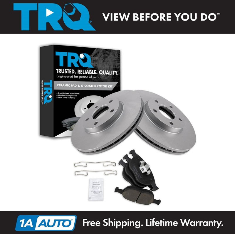 TRQ Front Ceramic Brake Pad & Coated Rotor Kit for 10-13 Ford Transit Connect