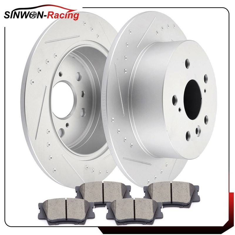 Ceramic Brake Pads and Rotors Rear Kit For Toyota Avalon 2013-2018 Solid Slot