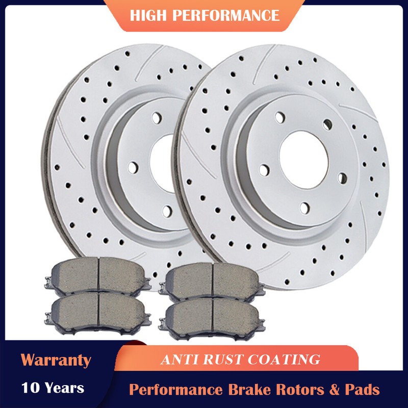 Front Disc Rotors + Ceramic Brake Pads for 2014 2015 2016 2017 Nissan Rogue