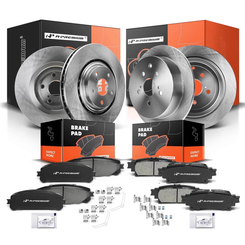 12x Front & Rear Disc Brake Rotors & Ceramic Brake Pads for Toyota Sienna Lexus