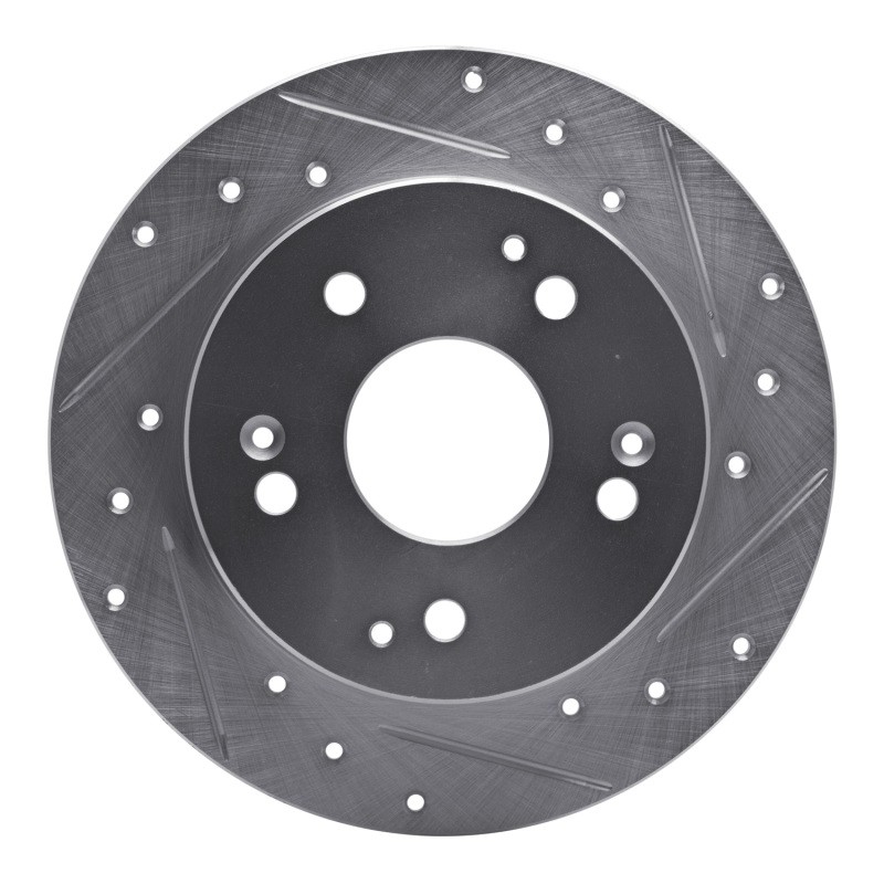 R1 for 97-01 Acura Integra Rear Right Drilled & Slotted Silver Brake Rotor