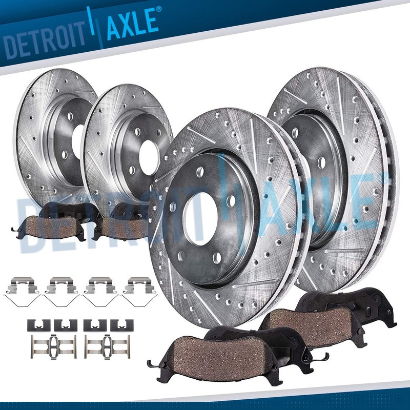 Front and Rear Drilled Slotted Disc Rotors Brake Pads for Acura RDX Honda CR-V