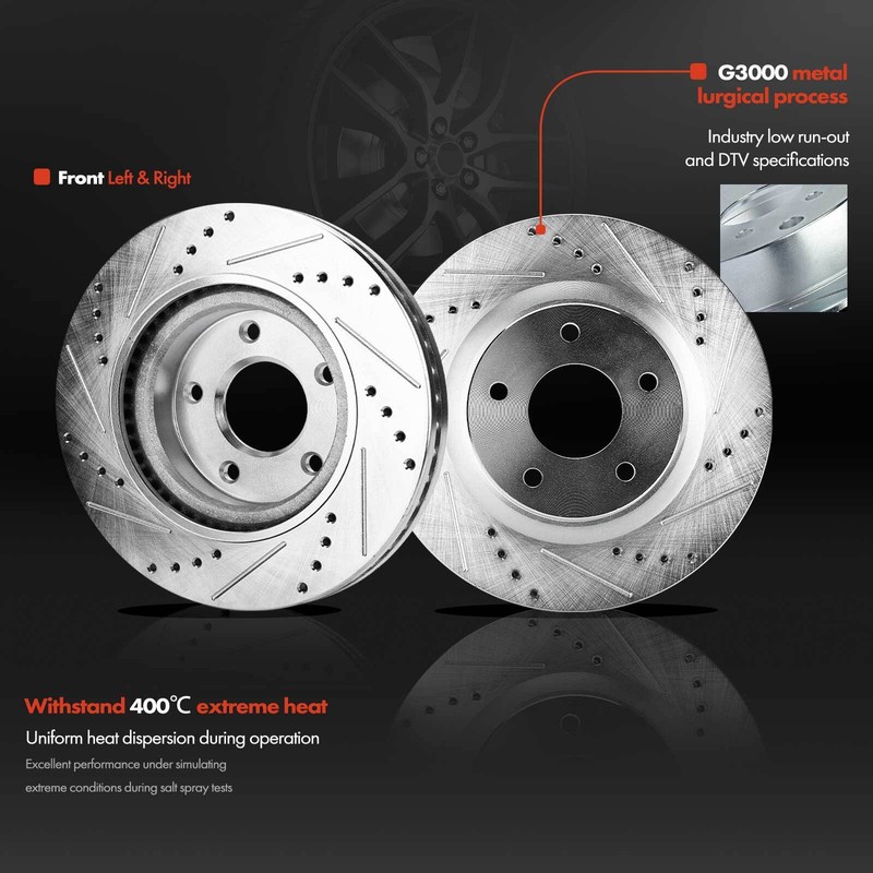 Front & Rear LH & RH Drilled Brake Rotors for Nissan Altima 2014-2018 2019 FWD gallery