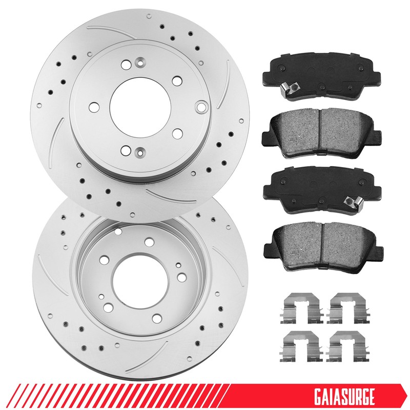 Rear Drilled Rotors + Ceramic Pads for Hyundai Azera Sonata Kia Optima Cadenza