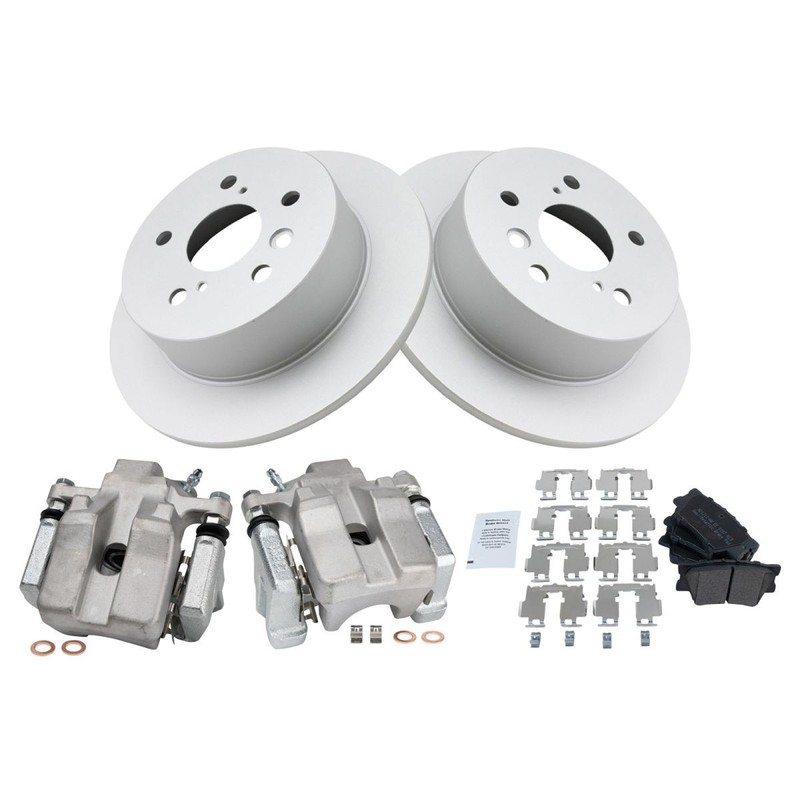 TRQ Rear Brake Calipers Ceramic Pads Rotors Fits 07-12 ES350 08-12 Avalon Camry gallery