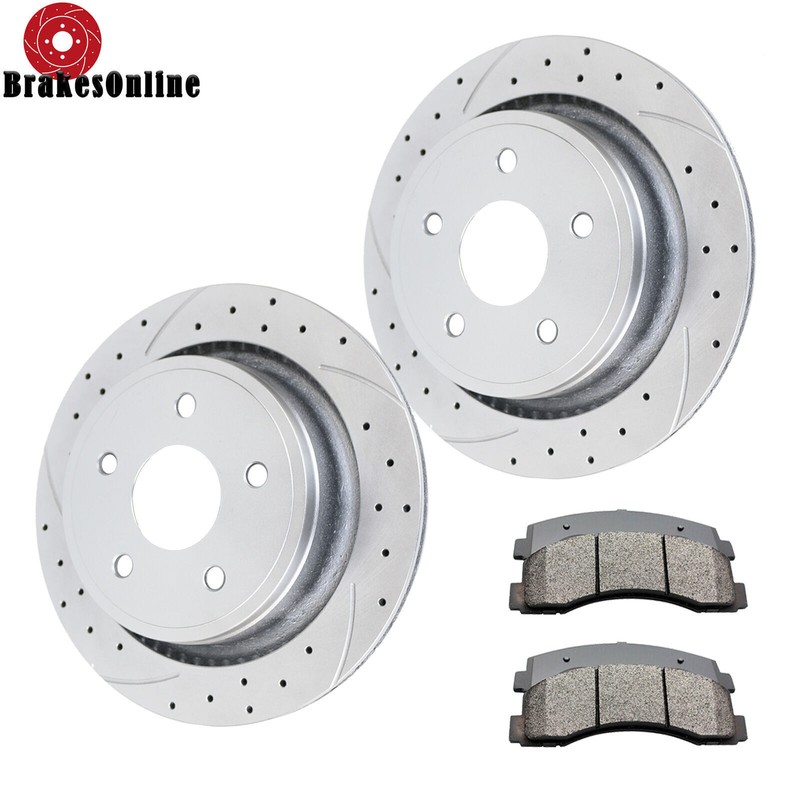 REAR Brake Rotors and Pads Kit fit for Chrysler Aspen 2007-2009 Slotted Drilled