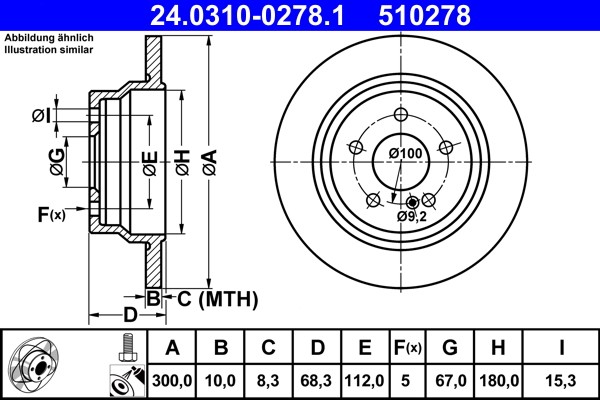 ATE 24.0310-0278.1 Brake Disc for Mercedes-Benz