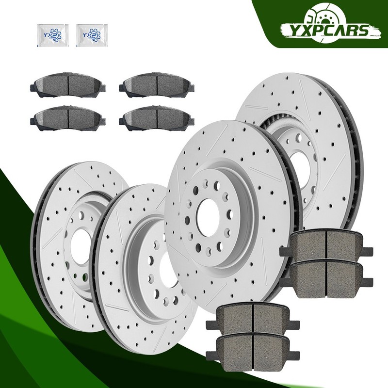 Front Rear Disc Rotors Ceramic Brake Pads Kit for Cadillac XT5 Buick Enclave
