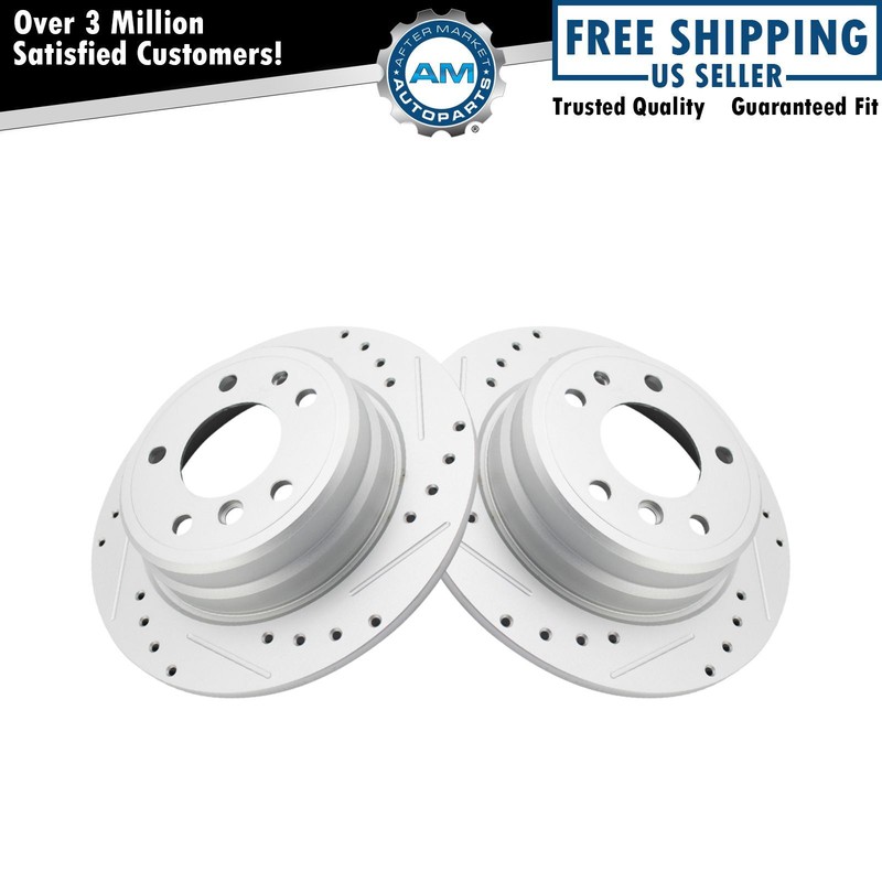 Rear Performance Drilled & Slotted G-Coated Rotor Pair for BMW New