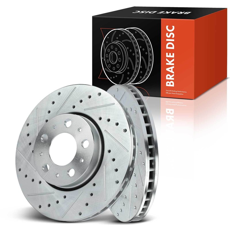 Front Drilled & Slotted Brake Rotors for Volvo S60 2001-2009 S80 99-06 V70 XC70