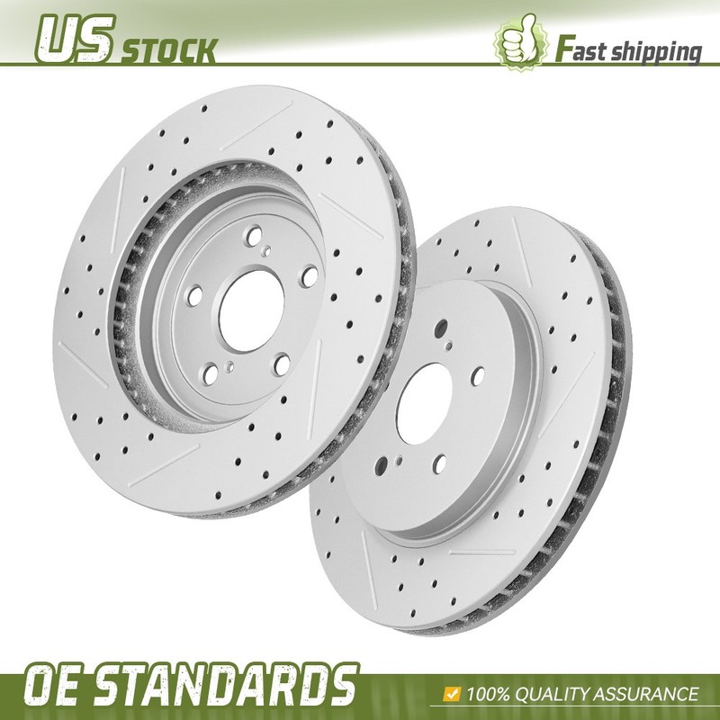319mm Front Drilled Disc Brake Rotors Set for Lexus RX350 Toyota Highlander