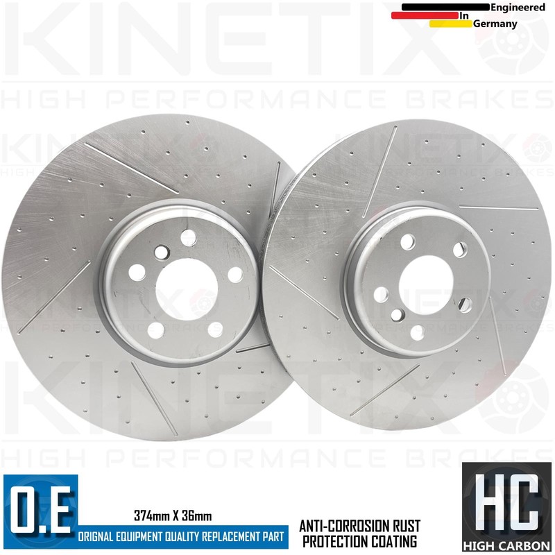 FOR BMW M440d G23 M SPORT FRONT REAR BRAKE DISCS 374mm 345mm DIMPLED GROOVED gallery