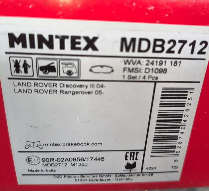 Land Rover Brake Discs Pair Front Vented MDC1727C Mintex Dia 317 mm & PADS gallery
