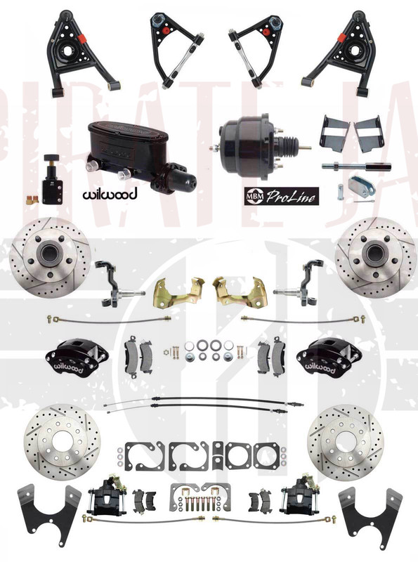 1967-69 Camaro Wilwood Calipers Front & Rear Power Disc Brake Kit Tubular A Arms