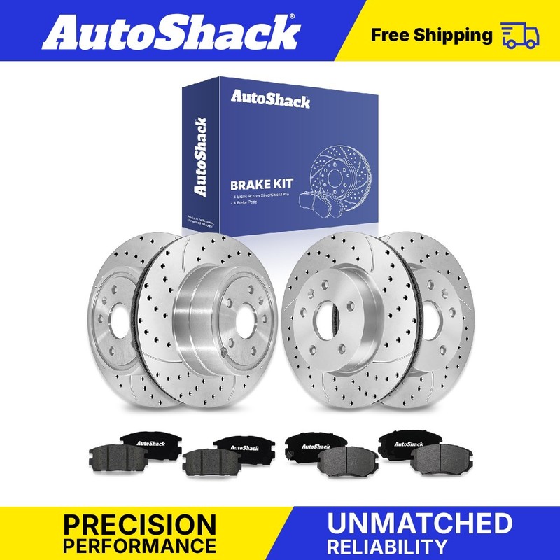 Front Rear Drilled Slotted Brake Rotors Ceramic Pads for 2010-2017 GMC Terrain