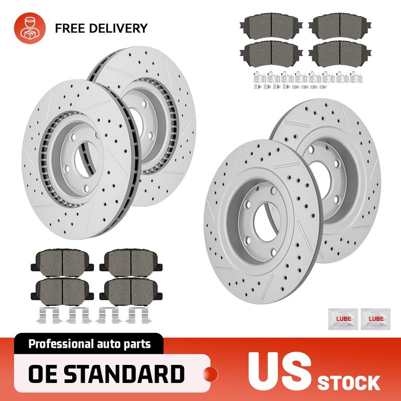 Front & Rear Drilled Disc Brake Rotors Ceramic Pads Set for Mazda 6 2014-2015