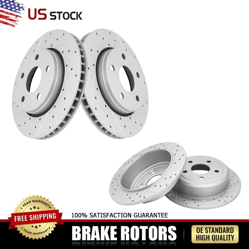 Front and Rear Disc Brake Rotors for 2007 2008 2009-2017 Jeep Wrangler W/5 Stud