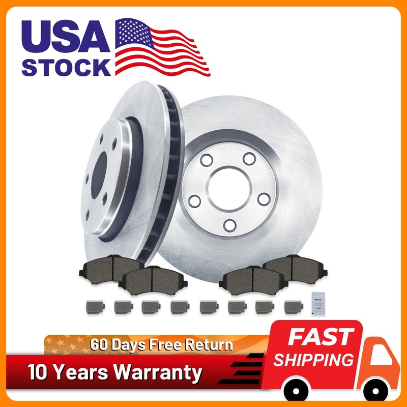 Front Disc Brake Rotors & Ceramic Brake Pad Kit for Jeep Wrangler JK & Wrangler