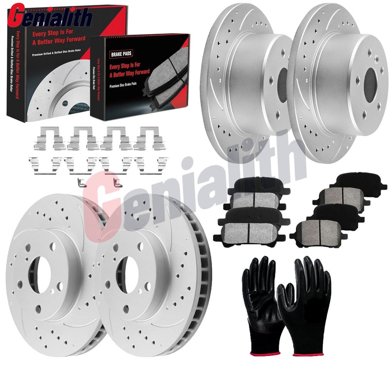 For 2000 – 2004 Toyota Avalon 275mm Front 288mm Rear Drilled Brake Rotors Pads