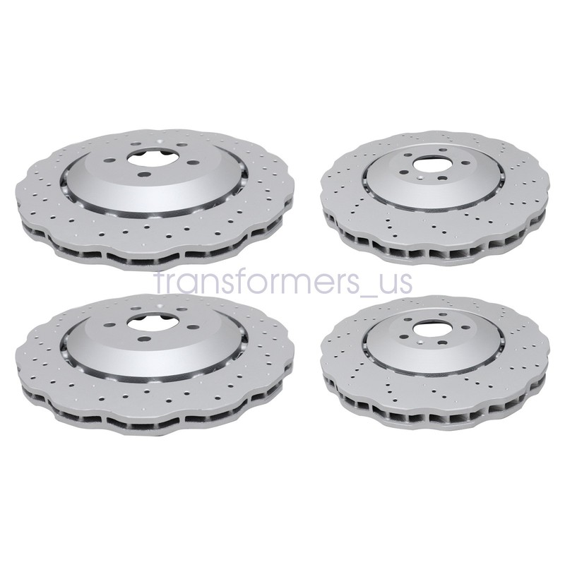 NEW For RS7 14-16 Set of Front & Rear Vented Drilled Dimpled Disc Brake Rotors gallery