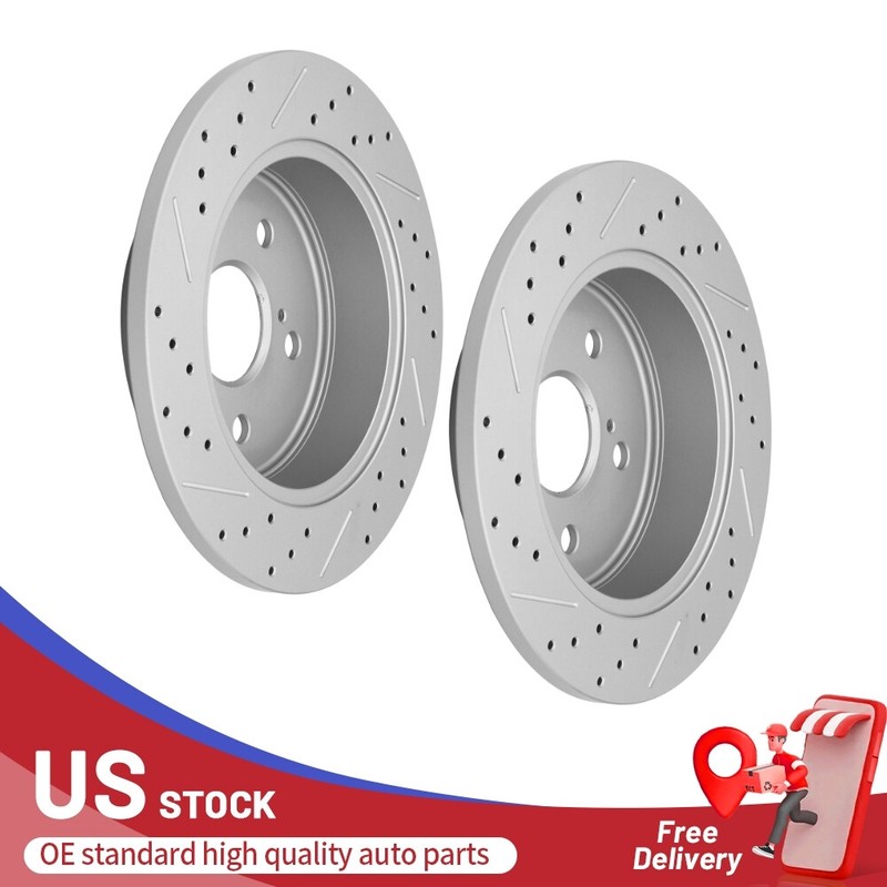 Rear Drilled Brake Rotors for 2006 2007 2008 2009-2018 Toyota RAV4 Lexus HS250h