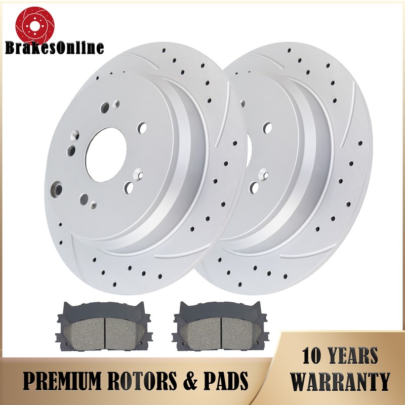 304mm Rear Disc Rotors Brake Pads Kit Fit for Honda CR-V Drilled Slotted Brakes