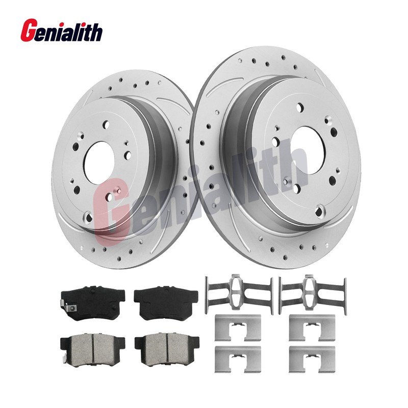 Drilled Rotors + Brake Pads Rear for 2004 2005 2006- 2008 Honda Element Acura TL