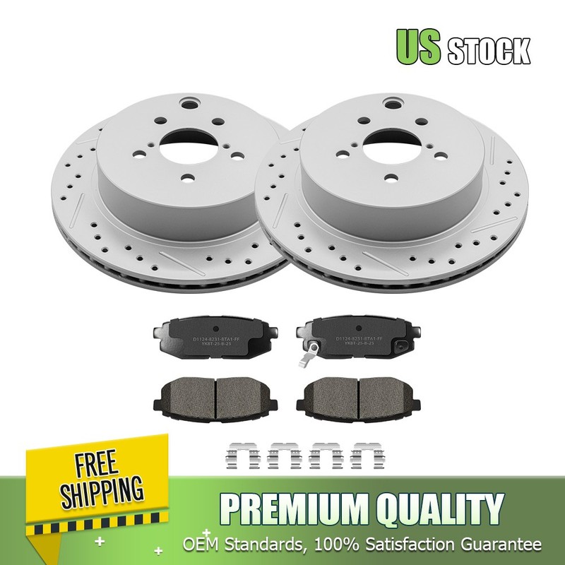 10.94″ Rear Drilled Rotors Ceramic Brake Pads for 2014-2018 Subaru Forester