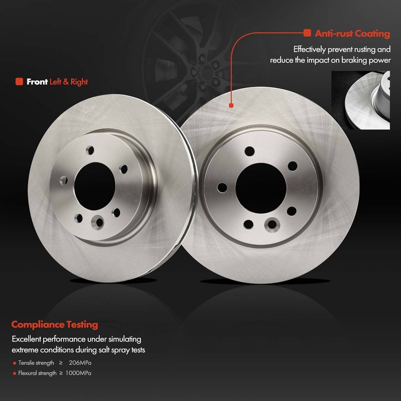 Front Side Disc Brake Rotors + Brake Pads for Land Rover LR3 2005-2009 V6 4.0L gallery