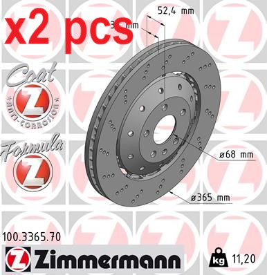 X2 PCS L&R SIDES FRONT BRAKE DISC 100.3365.70