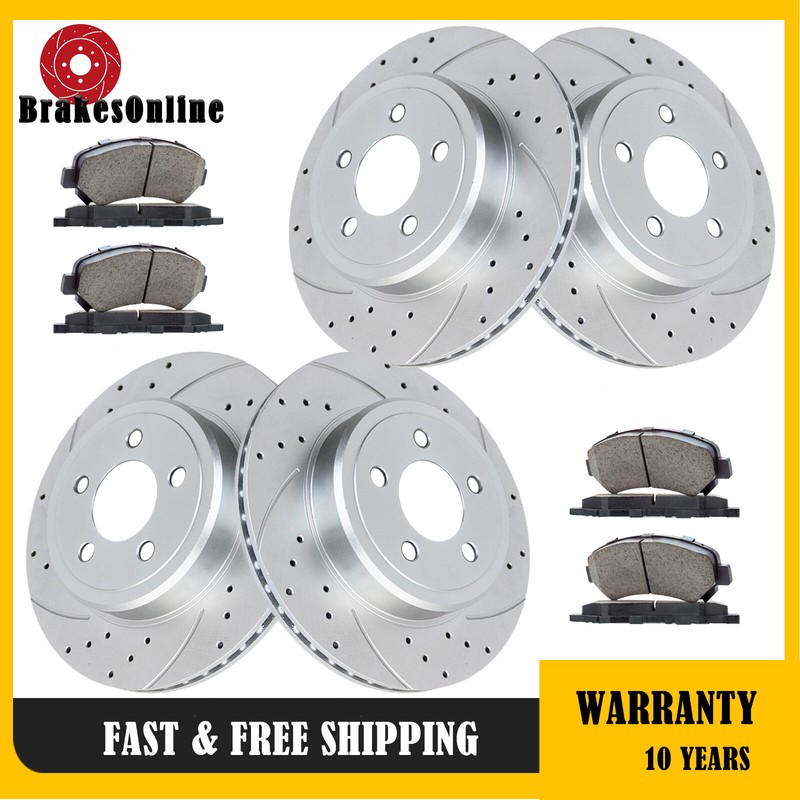 345mm Front 320mm Rear Brake Rotors Pads for Dodge Charger Chrysler 300 Slotted