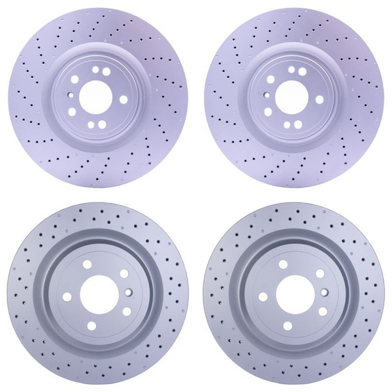 Hella Front 375mm Rear 330mm Brake Rotors Kit For Benz W166 ML550 Base 2012-2013