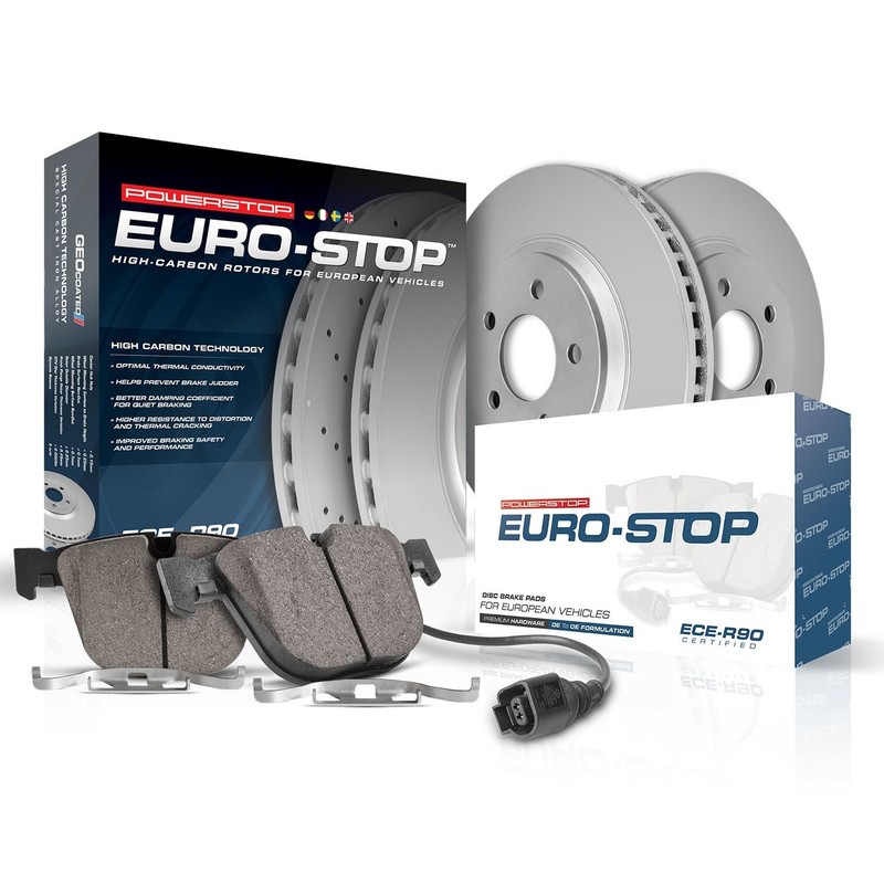 - Front Euro-Stop High-Carbon Coated Rotors, ECE-R90 Brake Pads + Hardware Kit f gallery