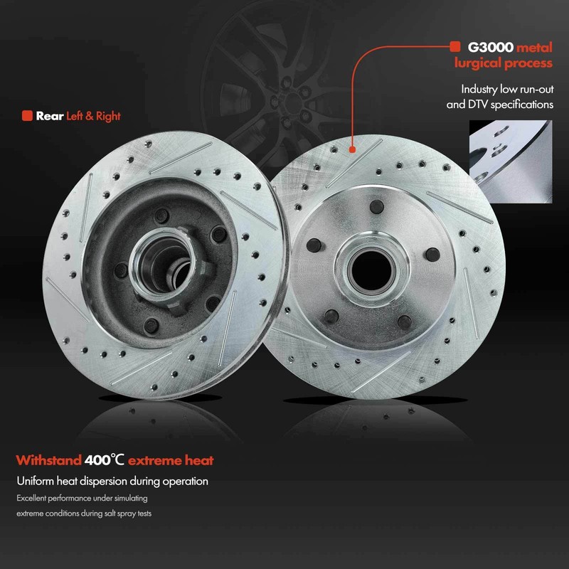 Front Side Drilled & Slotted Brake Rotors for Chevrolet Malibu S10 GMC S15 Jimmy gallery