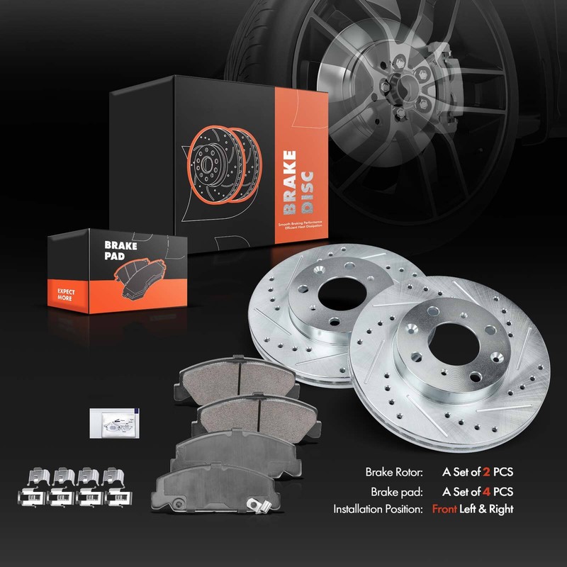 Front LH &RH Drilled Brake Rotors & Brake Pads for Honda Civic Civic del Sol CRX gallery