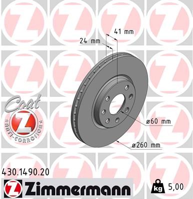 Zimmermann 430.1490.20 Brake Disc for Opel, Vauxhall gallery