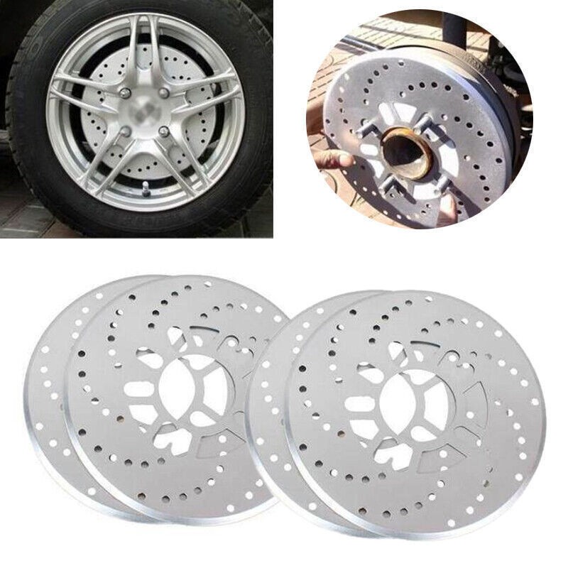 4 Pcs Silver Tone Aluminum Cross Drilled Car SUV Wheel Disc Brake Rotor Covers gallery