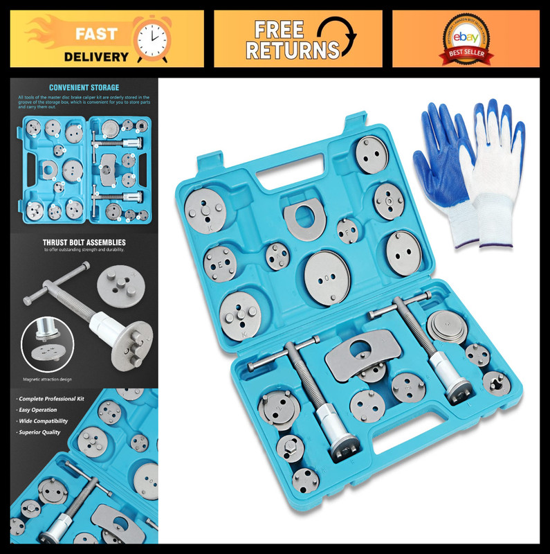 24-Pcs Disc Brake Caliper Piston Compressor Tool Kit with Carrying Case – Auto R