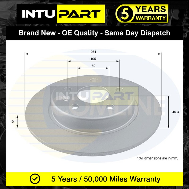 Fits Vauxhall Astra 2015- Opel Astra 2015- Intupart Rear Brake Disc #2 13509119