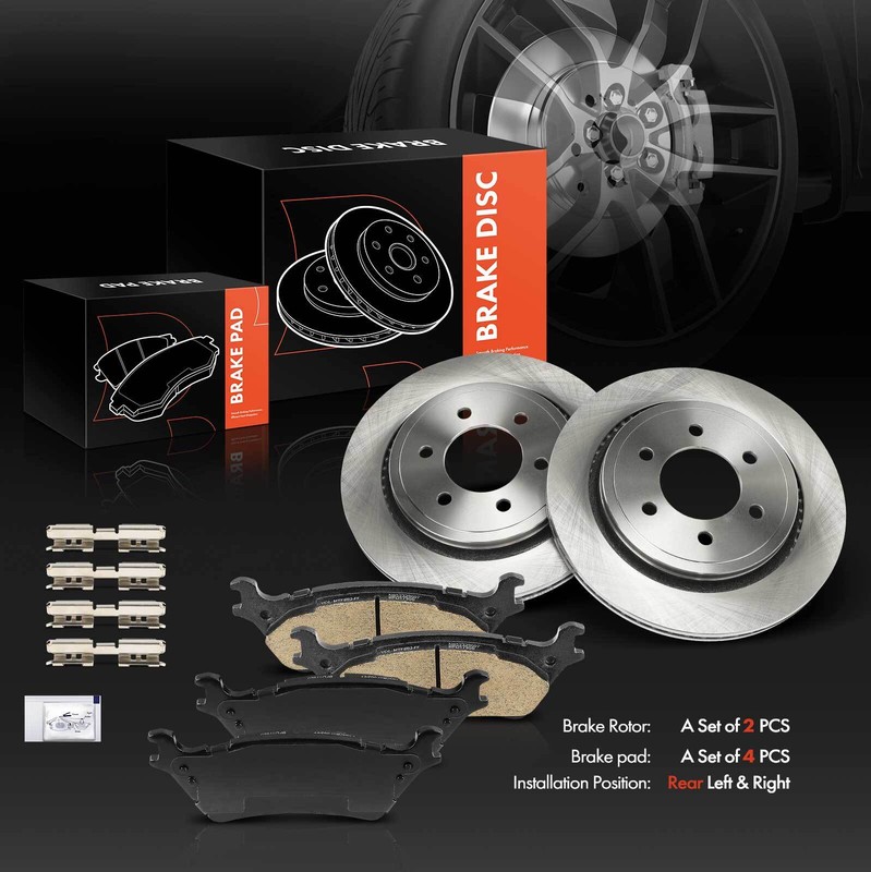 Disc Brake Rotors + Ceramic Brake Pads for Ford F-150 2015 2016 2017 Rear Side gallery