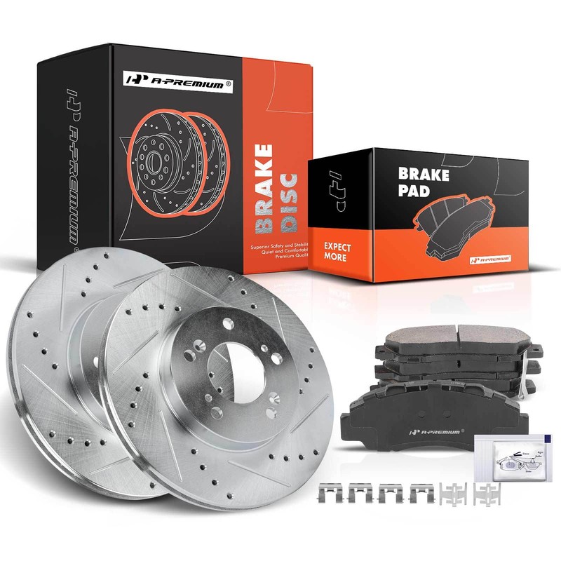 Front Drilled Brake Rotor & Ceramic Brake Pads for Honda CR-V Acura Legend TL