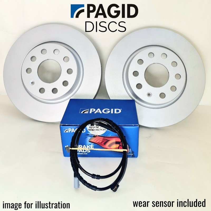 COATED REAR BRAKE DISCS PADS & SENSOR FOR AUDI A5 30 35 40 45 TDI TFSI