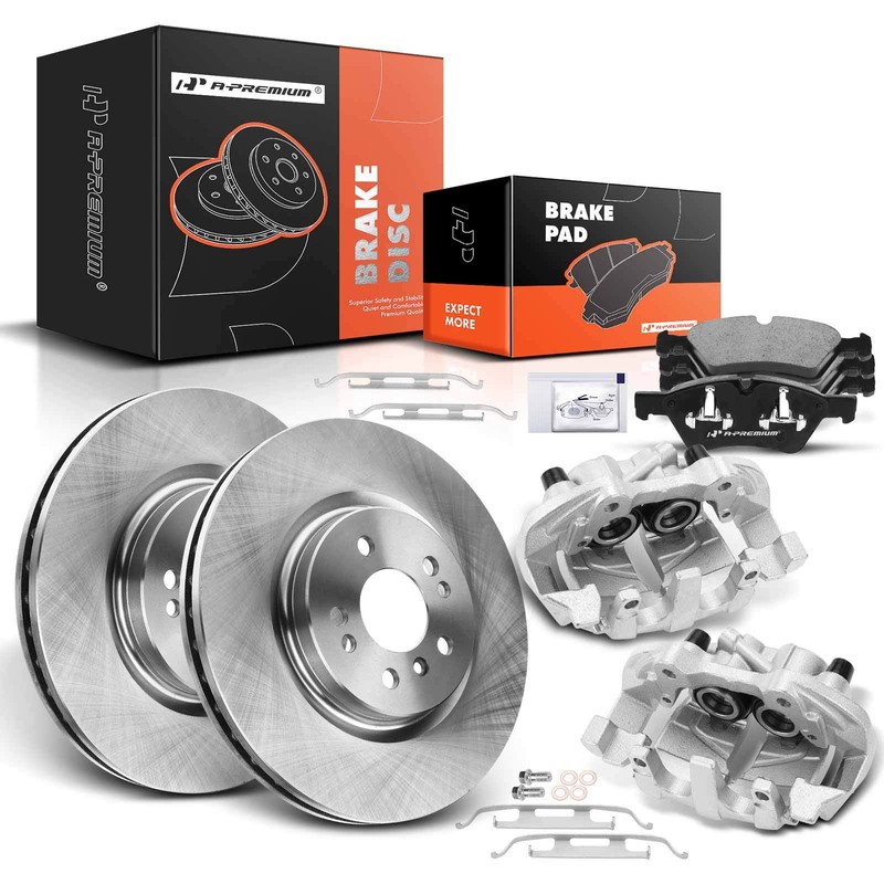 Front Disc Rotors & Brake Pad + Brake Calipers for Mercedes-Benz W164 W251 ML320