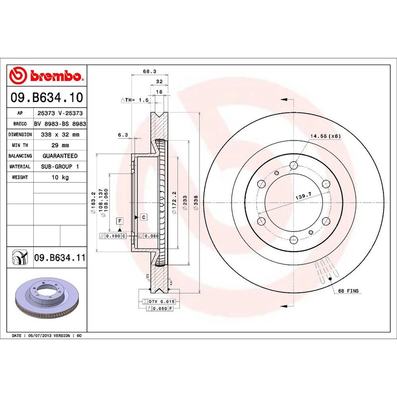 BREMBO DISC BRAKE ROTOR 09.B634.11 gallery