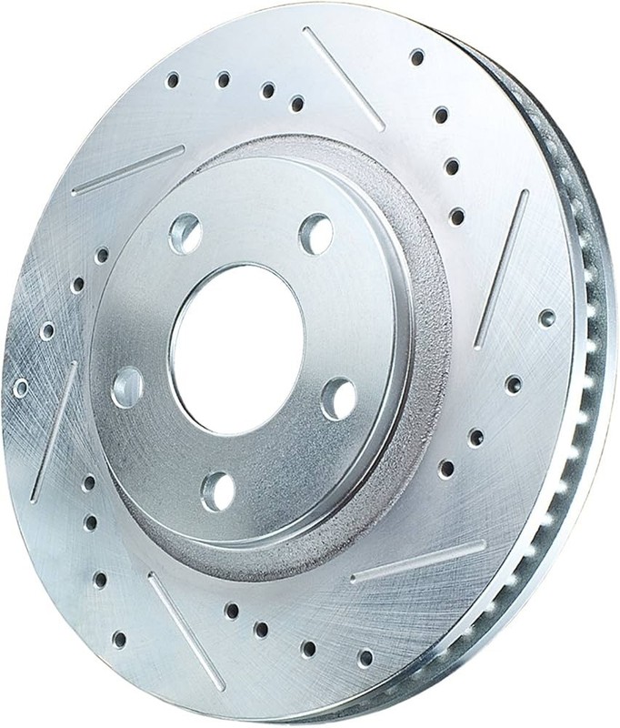 Disc Brake Rotor – Front drivers side, drilled & slotted Zinc Plated Brake Rotor
