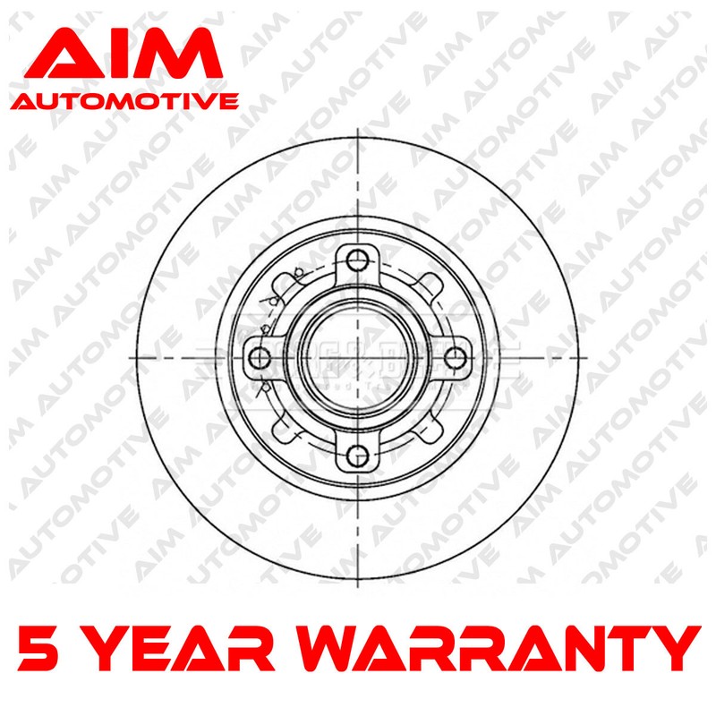 1x Brake Disc Rear Aim Fits Peugeot 2008 2018- 208 2017- 1.2 1.5 HDi TD 1.6