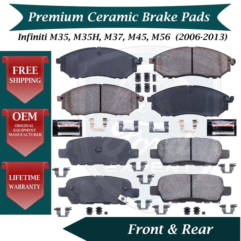 Premium OE Front & Rear Ceramic Brake Pads Kit For 2006-2013 Infiniti 9 Yr Warra